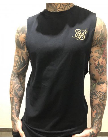 Camiseta sin mangas negra logo oro