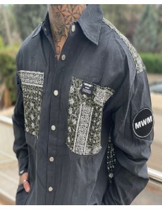 Camisa Negra Mandala Verde