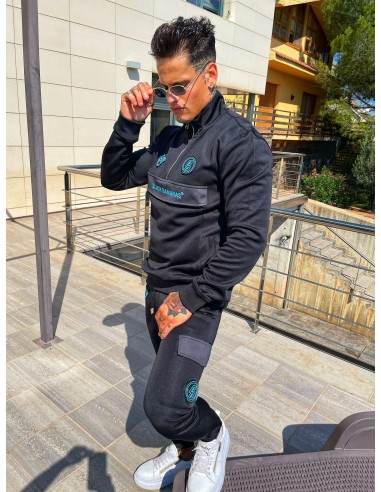 Sudadera Negra/Azul Hook Tracktop