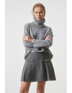 Falda Corta Plisada gris