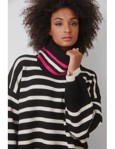 Jersey Negro Rallas blanca/fucsia...
