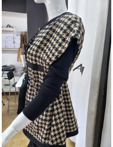 Chaleco cuadros Negro/Beige