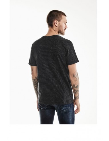 Camiseta Manga Corta Negra Jaspeada