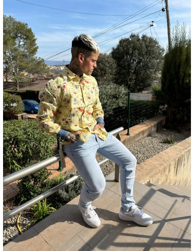 Camisa estampada Amarilla de Lino