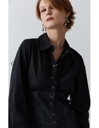 Vestido Largo tejano y Negro Manga Larga