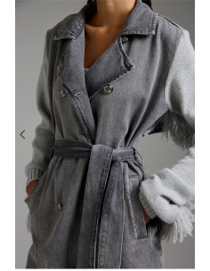 Chaqueta Tejana Gris Manga...