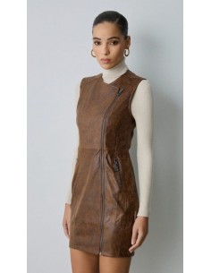 Vestido sin Mangas Color Camel