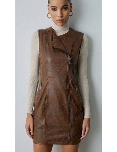 Vestido sin Mangas Color Camel