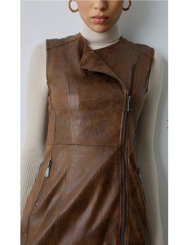 Vestido sin Mangas Color Camel