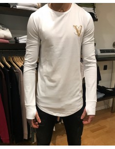 T-shirt blanca logo gold 2