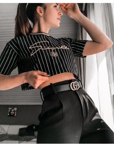 Camiseta rallas negro oro